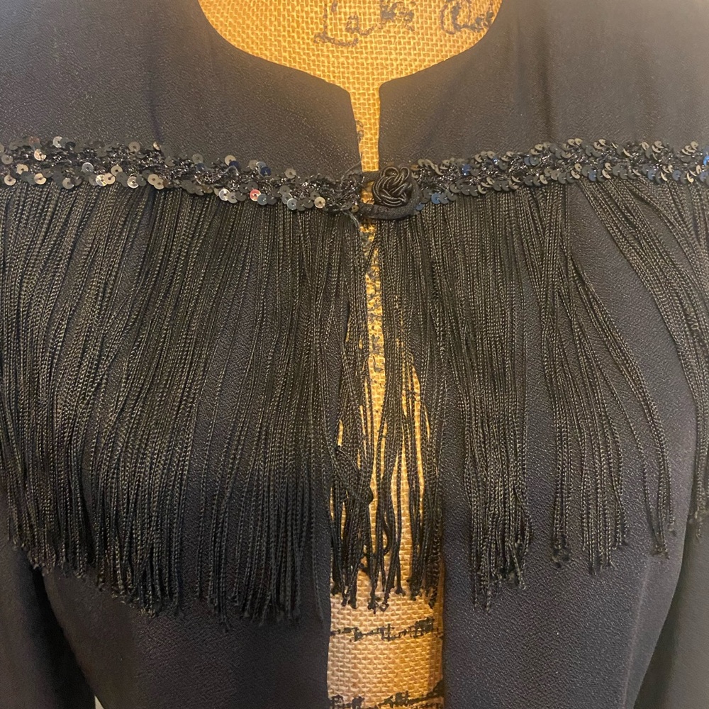 Pantagis Sz 8 Chic Black Fringe Sequin Short Women’s Jacket - Picture 5 of 11